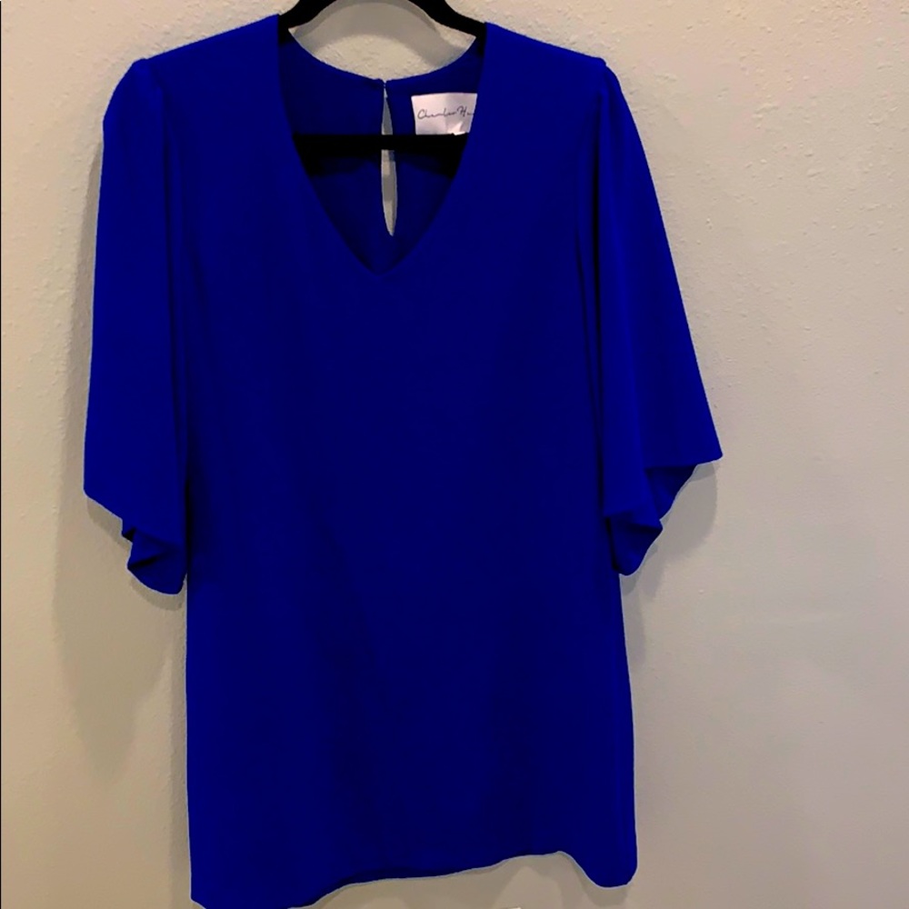 Charles Henry royal blue shift dress